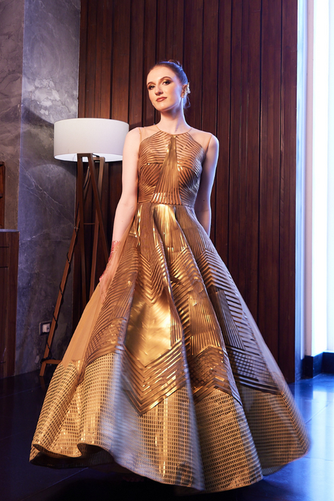 Glitter Gold Ball Gown Off The Shoulder Quinceanera Dress Formal Dress